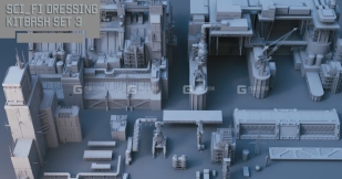 科幻工业建筑3D模型 Cgtrader – Scifi Dressing Kitbash Set 3