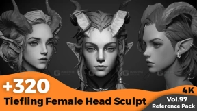 恶魔女性头部雕塑参考收藏 +320 Tiefling Female Head Sculpt Reference(4k)