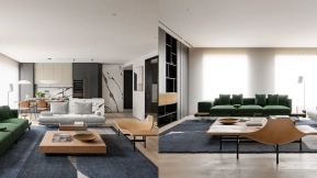 现代公寓起居与用餐空间-Modern Apartment Living And Dining