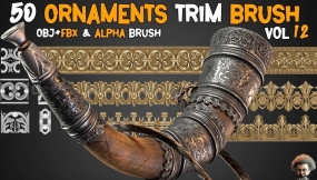 50个边缘装饰花纹雕刻笔刷 50 Ornaments Trim Brush – Vol12
