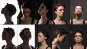 女性头部固定姿态多角度光影参考素材 Female head fixed pose multi-angle lighting reference materials