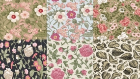 古典欧式花卉无缝拼接图案背景底纹矢量素材