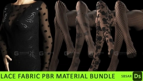 丝袜渔网材质纹理 Lace Fabric PBR Material Bundle vol2 (SBSAR + 4K textures)