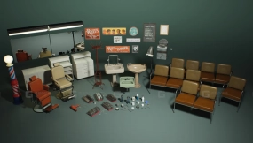 【UE】工地现场Vol. 7 - 理发师（Nanite + 低多边形）  Jobsite VOL.7 - Barber (Nanite + Low Poly)