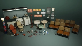 【UE】工地现场Vol. 7 - 理发师（Nanite + 低多边形）  Jobsite VOL.7 - Barber (Nanite + Low Poly)