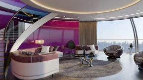 现代紫色客厅-Modern Purple Living Room