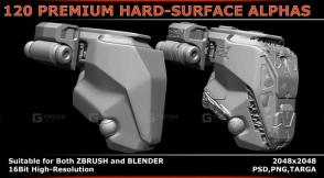 120张机械科幻硬表面Alpha贴图 Premium Hard-Surface Alphas - 120 Part
