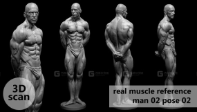 扫描男性肌肉结构身体模型02 3D scan real muscleanatomy Man02 pose 02