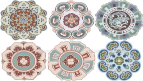 敦煌藻井圆光古典装饰花纹PNG对称图形AI矢量素材