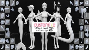 卡通风格化女性角色基础模型 Customize Female Base Mesh-Anime Style