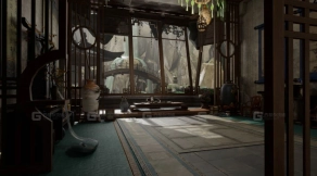 古风山洞中式房屋建筑场景模型