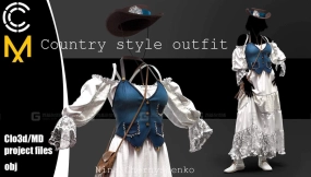 乡村复古连衣裙马甲斜挎包 Country style outfit