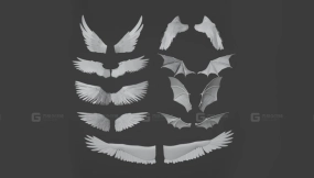 9款天使恶魔翅膀模型白模 9 Angel and Demon Wings White Model