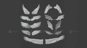 9款天使恶魔翅膀模型白模 9 Angel and Demon Wings White Model