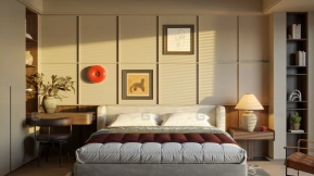 场景-日落中的现代卧室 - Scene- Modern Bedroom In Sunset