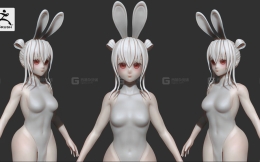 zbrush雕刻兔女郎手办，超Q版制作角色，角色建模/颜色上色，手办制作教程