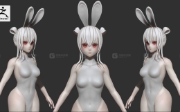 zbrush雕刻兔女郎手办，超Q版制作角色，角色建模/颜色上色，手办制作教程