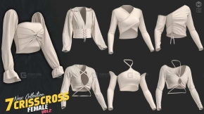 7+女式夏季衬衫露脐上衣