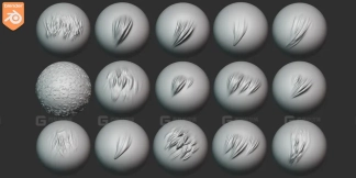 15款毛发雕刻笔刷 Sculpting Fur Brushes for Blender