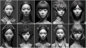 300张日本女性头像雕塑参考图片