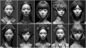 300张日本女性头像雕塑参考图片