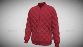 红色领口罗纹经典羽绒夹克模型 Red Neck Rib Classic Puffer Jacket