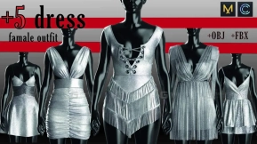 女性性感礼服吊带连衣裙内衣模型 5 woman dress pack
