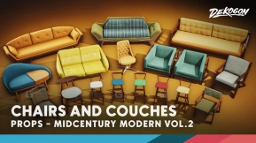 【UE】世纪中期现代道具第二卷 - 椅子  Mid Century Modern Props VOL.2 - Chairs