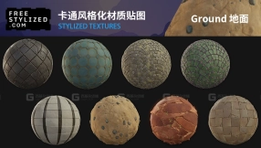 卡通风格化地面土地地板沙滩草地苔藓地砖材质贴图 Ground