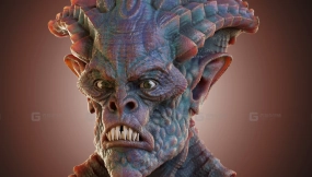 人鱼生物面部雕刻  Merman Creature Face Sculpt