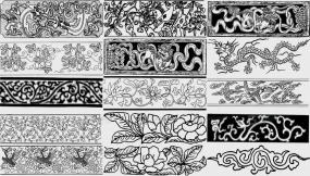 明代古典花纹装饰纹样矢量设计素材