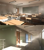 场景-学校走廊及教室 - Scene- School Hallway And Classroom
