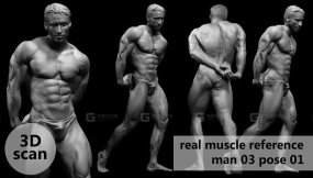 扫描男性肌肉结构身体模型03 3D scan real muscleanatomy Man03 pose 01