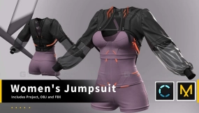 女式赛博朋克连体衣紧身短裤紧身衣模型 Women's cyberpunk Jumpsuit