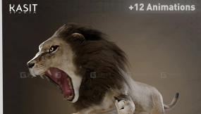 狮子动画绑定模型（雄性）  Lion Animated Rigged (Male)
