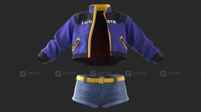 女士短款夹克外套牛仔短裤内衣丁字裤模型 Girl's Outfit 8 - Marvelous  CLO Project file +Video Process