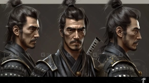 男性武士硬汉面部头部造型参考16