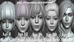 5个6到40岁女性女孩人物角色基础模型 5 Fine-Looking Beautiful Female basemesh from 6 to 40 years