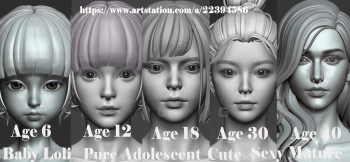 5个6到40岁女性女孩人物角色基础模型 5 Fine-Looking Beautiful Female basemesh from 6 to 40 years
