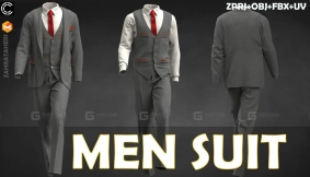 男士经典西服套装衬衫长裤子西装礼服 MEN SUIT(Clo3D Project + OBJ +FBX) 