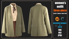 女装西装百褶裙外套模型  women's outfit
