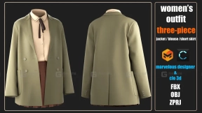 女装西装百褶裙外套模型  women's outfit