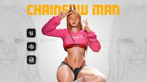 【UE】电锯帕瓦人女性卡通人物 Power – Chainsaw Man – Game Ready 3D Model – UE4