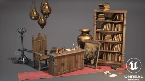 【UE】中世纪家具道具（哥特式道具、维多利亚式道具、中世纪风格、家具）  Medieval Furniture Props (Gothic Props, Victorian Props, Medieval, Furniture)