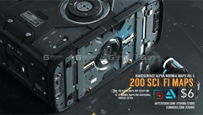 科幻硬表面法线贴图 Artstation – Hard Surface Alpha & Normal Maps Vol.1 200 Sci-fi Maps