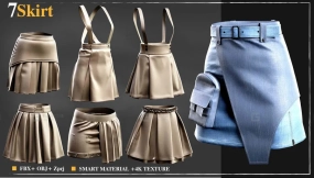 7款短裙短裤裙子模型 7 Skirt Marvelous Designer  4k TexturesSmart material