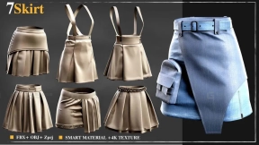 7款短裙短裤裙子模型 7 Skirt Marvelous Designer  4k TexturesSmart material