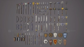 【UE】低多边形角色扮演游戏奇幻武器  Low Poly RPG Fantasy Weapons