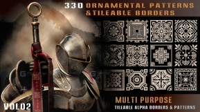 330张装饰花纹几何图案纹理4K高清无缝Alpha贴图 330 ornamental patterns & tileable borders-vol02