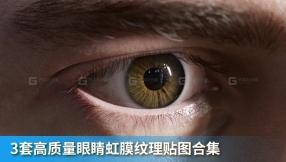 3套高质量眼睛虹膜眼球纹理贴图+模型